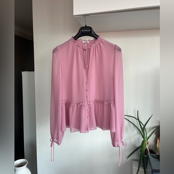 Aritzia Wilfred Rhyme Elegant Pink new Women's Formal Wedding Guest Blouse XXS - Picture 10 of 16